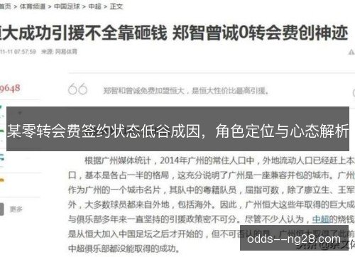 某零转会费签约状态低谷成因,角色定位与心态解析 某零转会费签约状态低谷成因,角色定位与心态解析